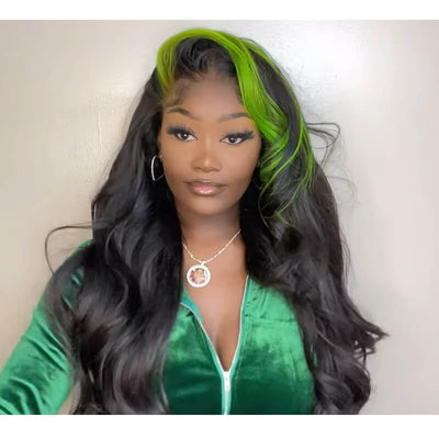 Skunk Striped Wig Natural Body Wave Hairstyle HD Lace Wig Pre drawn Natural Hairline Real Human Hair Wig - geeta hair - GeetaHair