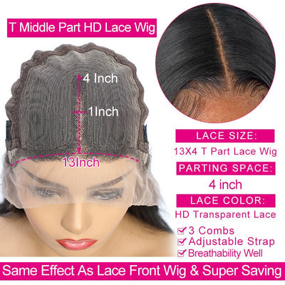 Brazilian Hair Body Wave T Part Lace Wig 100% Virgin Human Hair Natural Color With Baby Hair - Geeta Hair - GeetaHair
