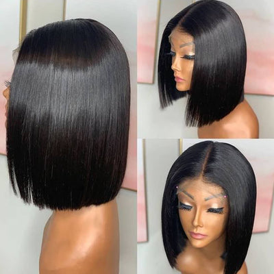 Short Straight Bob Wig T Part Lace Front Wig Virgin Human Hair 150% Density - Geeta Hair - GeetaHair