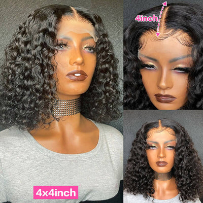Short Curly Hair 4x4 Lace Closure/13x4 Lace front Wig Pre Plucked Natural Hairline Glueless Human Hair Wigs - Geeta - hair - GeetaHair