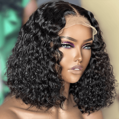 Spanish Curly Bob Wig 5x5 HD Lace Closure Wig 12" - 18" Human Hair Bob Wigs Black Color - Geeta - hair - GeetaHair