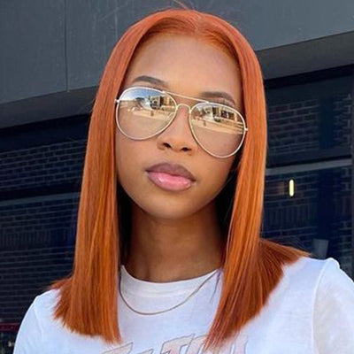 Ginger Straight HD Lace Front Bob Wig Colored Short Human Hair Bob Wigs - GeetaHair