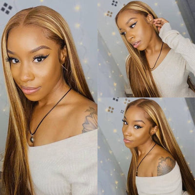 13x4 Lace Front Wigs Curly Hair / Blonde Highlight Wig Pre Plucked With Baby Hair 100% Virgin Human Hair Wig - Geeta Hair - GeetaHair