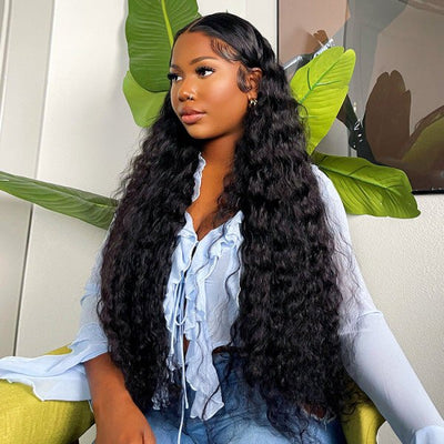 40 Inch Long Black Hair Deep Wave HD Lace Front Wig Super Long Length Human Hair Wigs For Women - GeetaHair