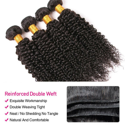 GeetaHair Kinky Curly Hair 4 Bundles With 4x4 Lace Closure Virgin Human Hair - GeetaHair