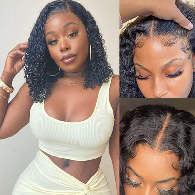 13x4 Invisible HD Lace Front Curly Bob Wig Pre Plucked Natural Hairline Glueless Lace Front Wigs - Geeta Hair - GeetaHair
