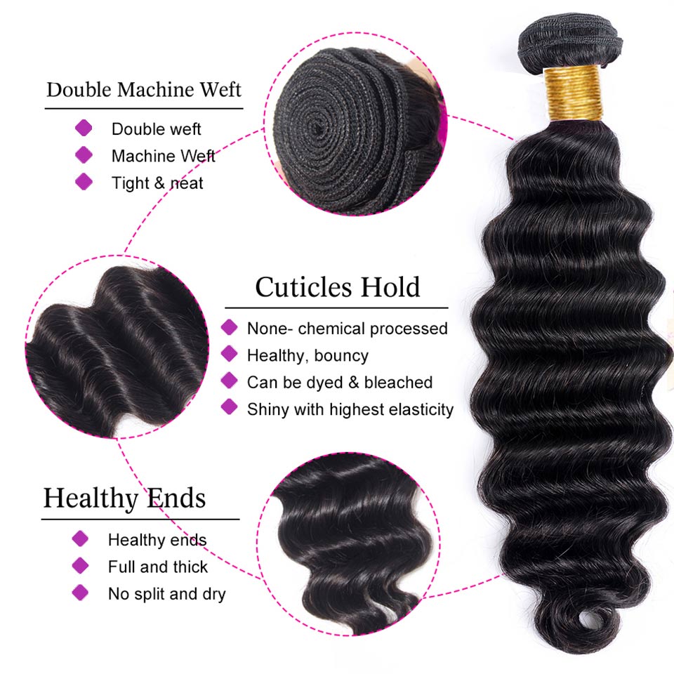 GeetaHair Loose Deep Wave 4 Bundles With 13x4 Lace Frontal 100% Unprocessed Human Hair - GeetaHair
