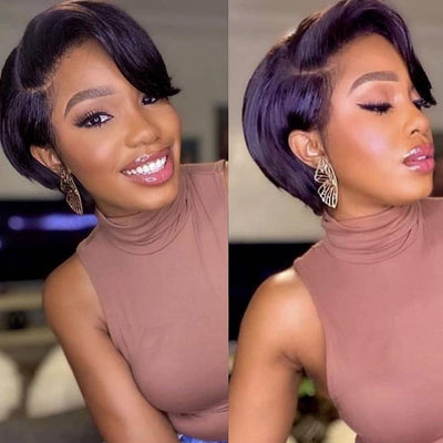 Straight Wig Pixie Cut 13x4 HD Lace Front 100% Virgin Human Hair Wig - Geeta Hair - GeetaHair