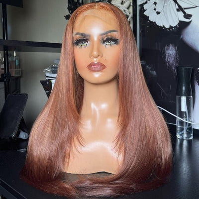 Funky Colored Wigs | Glueless 13x4/6x4.5 Brown Layered Straight Pre Cut HD Transaparent Lace Human Hair Wigs With Breathable Cap Air Wig - Geeta Hair - GeetaHair