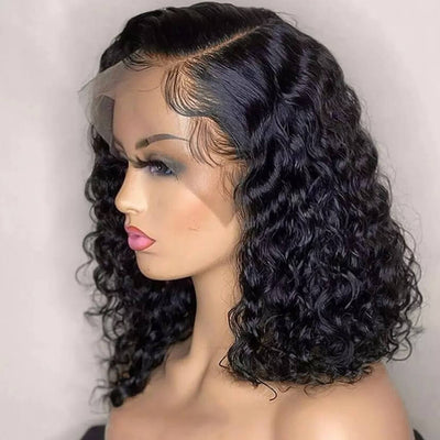 13x4 Invisible HD Lace Front Curly Bob Wig Pre Plucked Natural Hairline Glueless Lace Front Wigs - Geeta Hair - GeetaHair