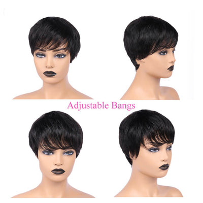 Short Pixie Cut Wig Straight Hair With Bangs 100% Human Virgin Hair Wig - Geetahair - GeetaHair