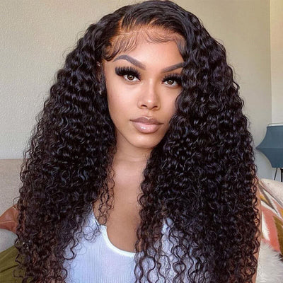 Natural Curly Hair T Part Lace Front Human Hair Wig Pre Plucked With Baby Hair - Geeta Hair - GeetaHair