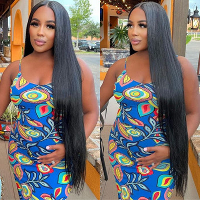40 Inch Long Black Hair Straight HD Lace Front Wig Super Long Length Human Hair Wigs For Women - GeetaHair