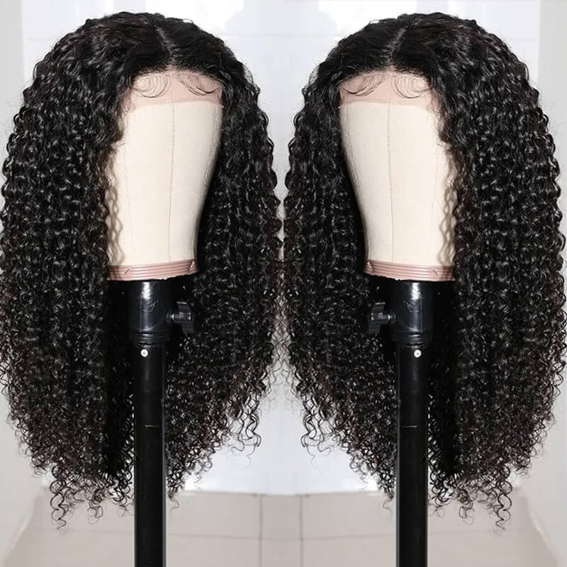 Natural Curly Hair T Part Lace Front Human Hair Wig Pre Plucked With Baby Hair - Geeta Hair - GeetaHair