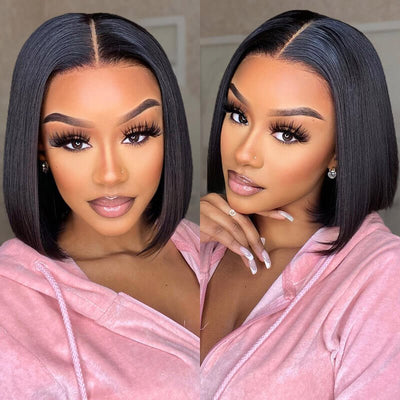 Short Straight Bob Wig T Part Lace Front Wig Virgin Human Hair 150% Density - Geeta Hair - GeetaHair