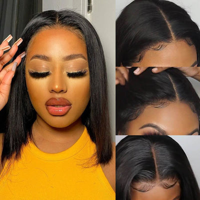 Short Straight Bob Wig T Part Lace Front Wig Virgin Human Hair 150% Density - Geeta Hair - GeetaHair