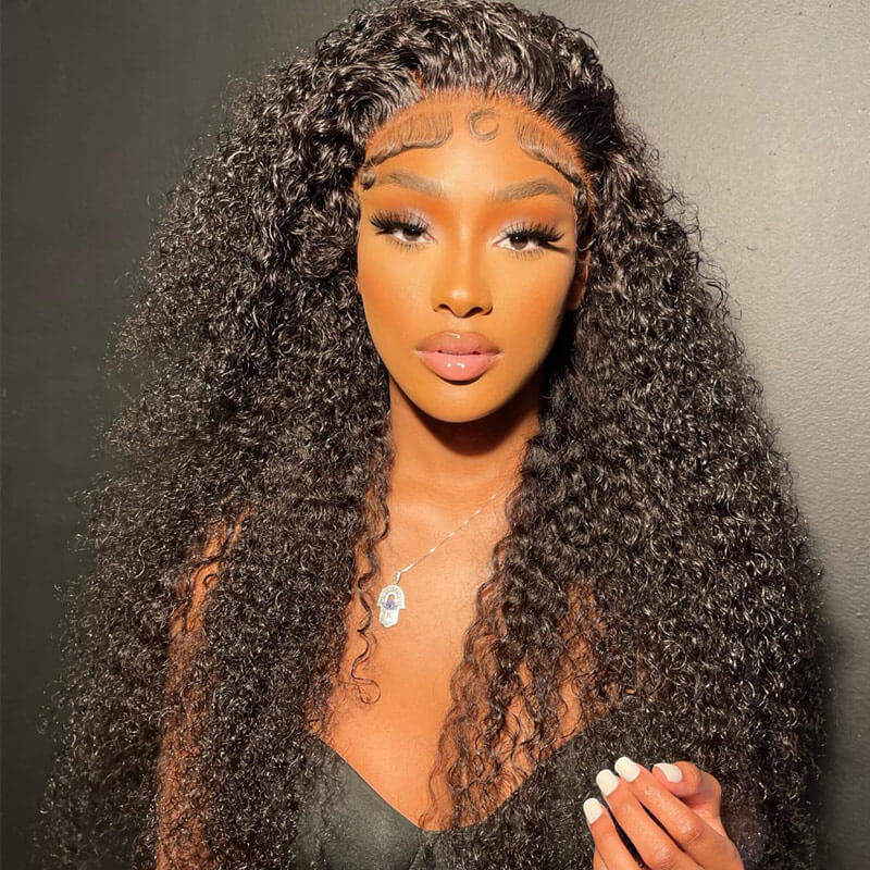 13x4/13x6 HD Transparent Lace Front Wig kinky Curly Hair Pre Plucked Hairline Real Human Hair Wig - Geeta Hair - GeetaHair
