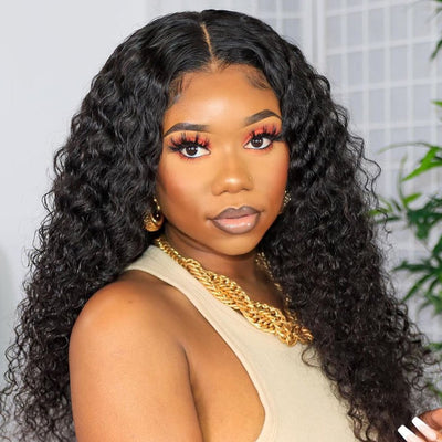 Natural Curly Hair T Part Lace Front Human Hair Wig Pre Plucked With Baby Hair - Geeta Hair - GeetaHair