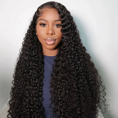 40 Inch Long Black Hair Deep Wave HD Lace Front Wig Super Long Length Human Hair Wigs For Women - GeetaHair