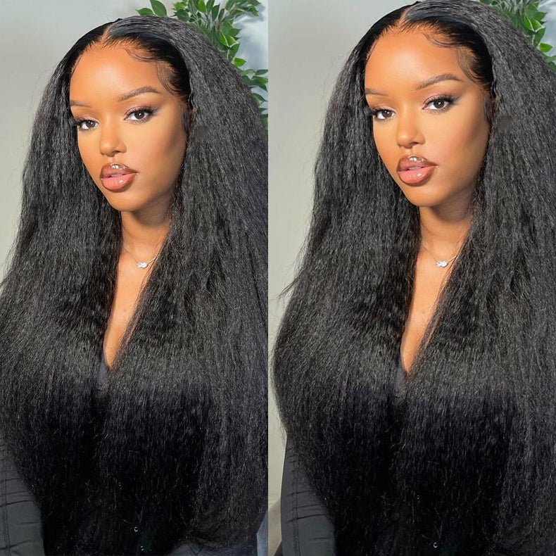40 Inch Long Black Hair Kinky Straight HD Lace Front Wig Super Long Length Human Hair Wigs For Women - GeetaHair