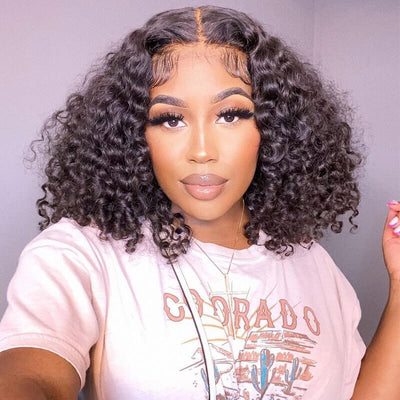 Short Curly Hair 4x4 Lace Closure/13x4 Lace front Wig Pre Plucked Natural Hairline Glueless Human Hair Wigs - Geeta - hair - GeetaHair