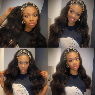 Glueless Body Wave Human Hair Headband Wig Natural Black Easy Wear And Go - Geeta Hair - GeetaHair