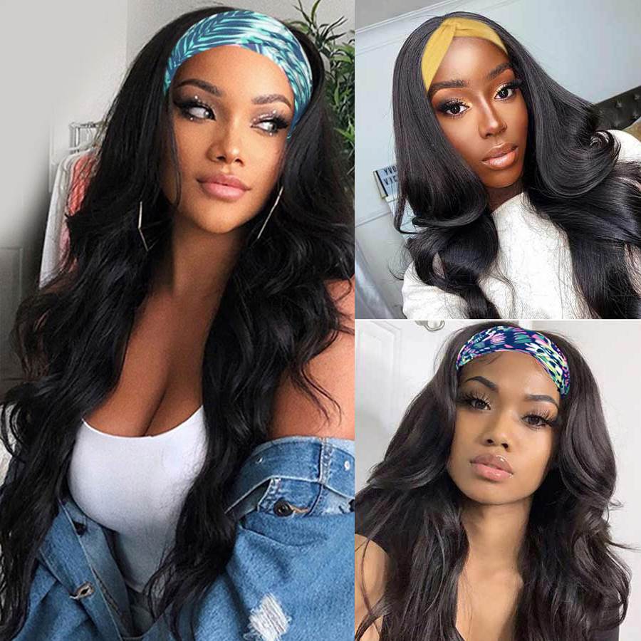 Body Wave Headband Wig 100% Human Hair Non Lace Front 180% Density Body Wave Headband Wig 100% Human Hair Wig 180% Density  main image 4