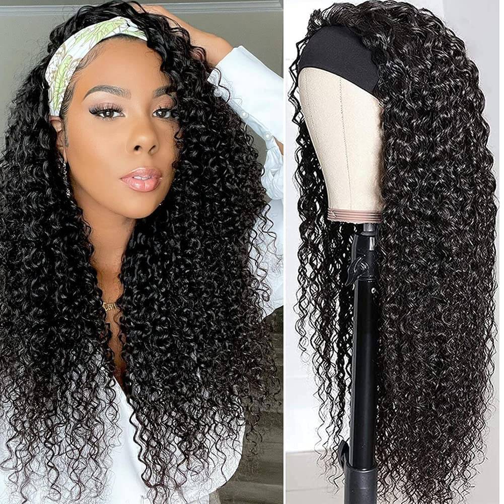 Curly Hair Headband Wig Human Hair Glueless Wigs Near Me - Geeta Hair - GeetaHair