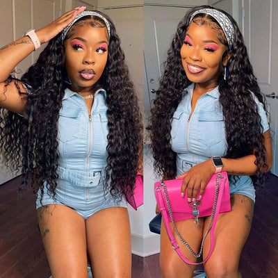 Deep Wave Headband Wig 150% Density For Black Women Convenient And Zero Skill Needed - Geeta Hair - GeetaHair