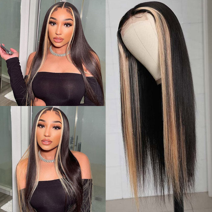 highlight_ombre_tl27_straight_human_hair_lace_closure_wigs_150_density