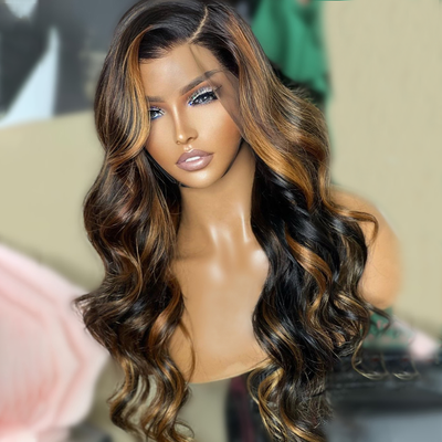 Geeta Body Wave Highlight Honey Blond Wig 13x4/4x4 HD Lace Front Piano Colored Human Hair Wigs