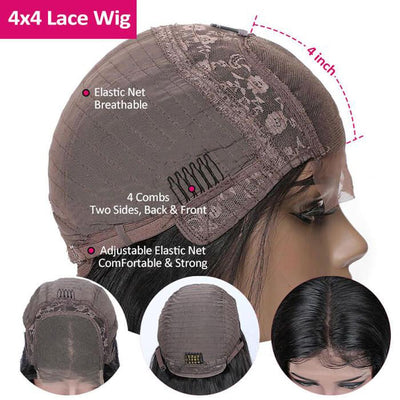 Curly Hair 4x4 HD Lace Closure Wig Glueless Pre Plucked Hairline With Baby Hair Real Human Hair Wigs - Geeta Hair - GeetaHair