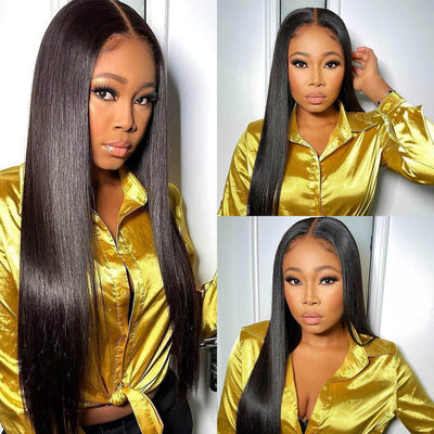 Natural Straight Hair 4x4 Lace Closure Wig Pre Plucked With Baby Hair Glueless 100% Real Humam Hair Wig - Geeta Hair - GeetaHair