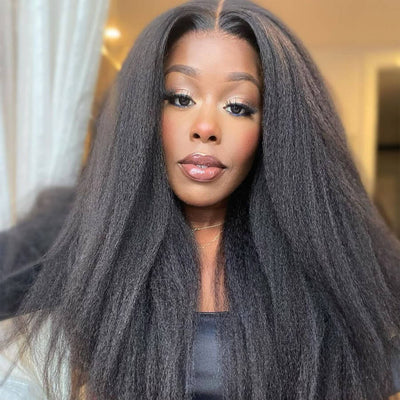 Kinky Straight Hair Glueless 5x5 HD Lace Closure Wig Real Human Hair Wig Pre Plucked Hairline With Baby Hair - Geeta Hair - GeetaHair