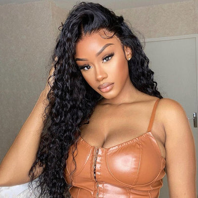Natural Black Curly 5x5 HD Lace Closure Wig Pre Plucked Long Transparent Lace Human Hair Wigs - GeetaHair