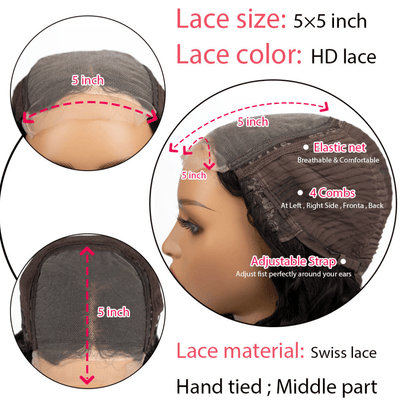 Over $101 Save $100: Deep Wave Glueless 5x5 HD Transparent Lace Closure Wig - Spring 2023 Flash Sale - GeetaHair