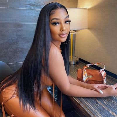 Natural Straight Hair 4x4 Lace Closure Wig Pre Plucked With Baby Hair Glueless 100% Real Humam Hair Wig - Geeta Hair - GeetaHair