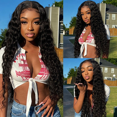 Deep Wave 4x4 Transparent Lace Closure Wig 180% High Density Brazilian Real Human Hair Wig - Geeta Hair - GeetaHair