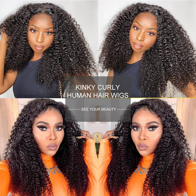 HD Lace Glueless 5x5 Closure Wig Pre Plucked Kinky Curly Invisible Lace Closure 100% Glueless Human Hair Wigs - Geeta Hair - GeetaHair