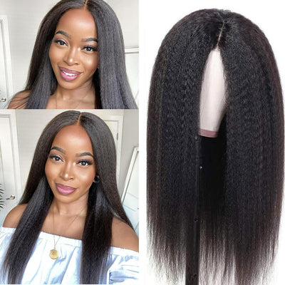 Kinky Straight Hair Glueless 5x5 HD Lace Closure Wig Real Human Hair Wig Pre Plucked Hairline With Baby Hair - Geeta Hair - GeetaHair