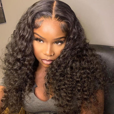 Deep Wave 4x4 Transparent Lace Closure Wig 180% High Density Brazilian Real Human Hair Wig - Geeta Hair - GeetaHair