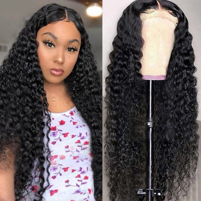 Deep Wave 4x4 Transparent Lace Closure Wig 180% High Density Brazilian Real Human Hair Wig - Geeta Hair - GeetaHair