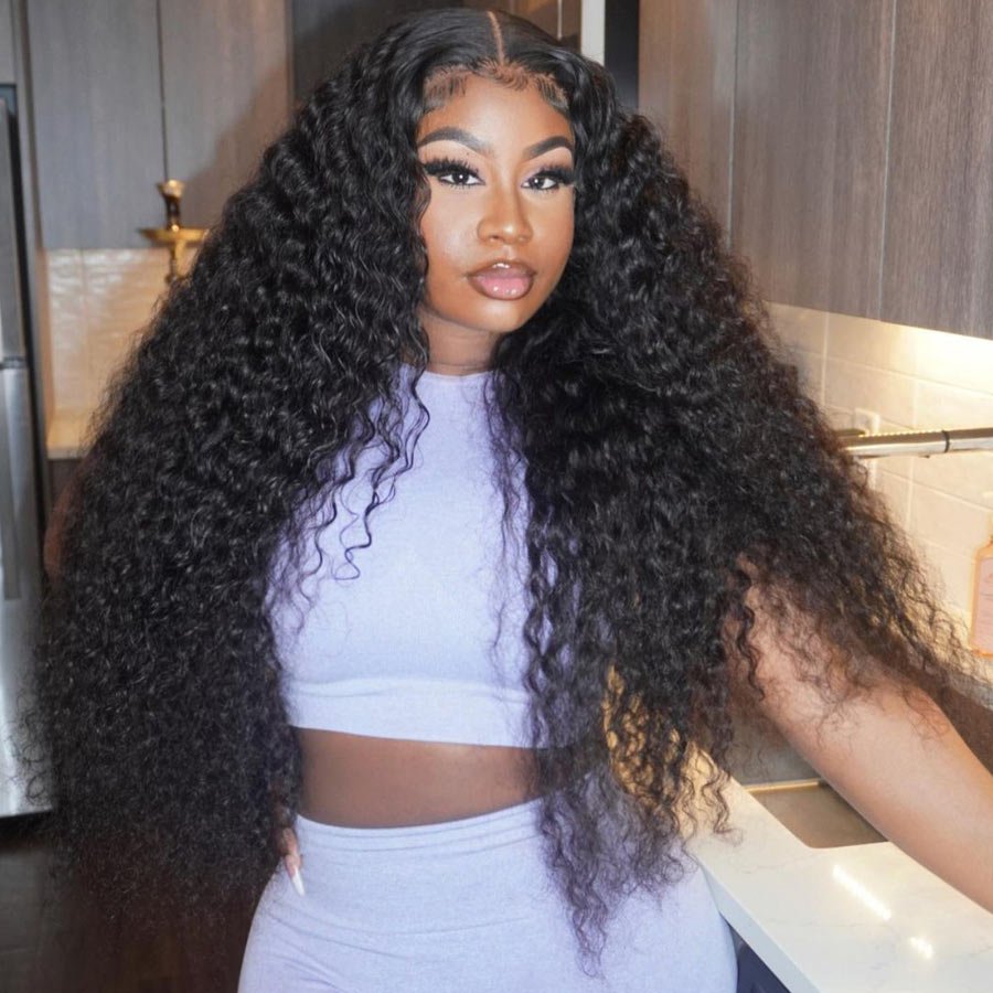$199=30inch Deep Curly Glueless 13x4 HD Transparent Lace Front Wig Pre Plucked Brazilian Virgin Lace Front Wig with Baby Hair No Code Needed - GeetaHair