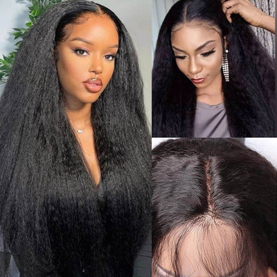 Kinky Straight Hair Glueless 5x5 HD Lace Closure Wig Real Human Hair Wig Pre Plucked Hairline With Baby Hair - Geeta Hair - GeetaHair