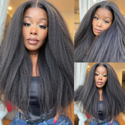 Kinky Straight Hair Glueless 5x5 HD Lace Closure Wig Real Human Hair Wig Pre Plucked Hairline With Baby Hair - Geeta Hair - GeetaHair