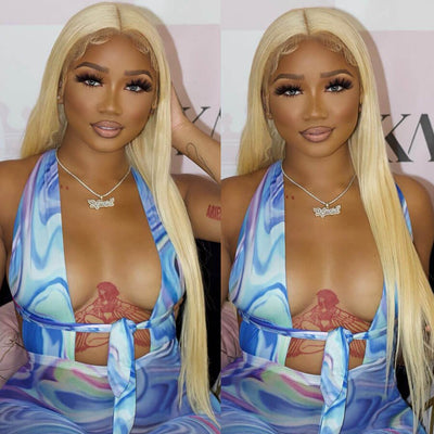 Straight Hair 613 Blonde Frontal Wig 13x4 HD Lace Front Human Hair Wigs Pre Plucked Hairline - Geeta Hair - GeetaHair