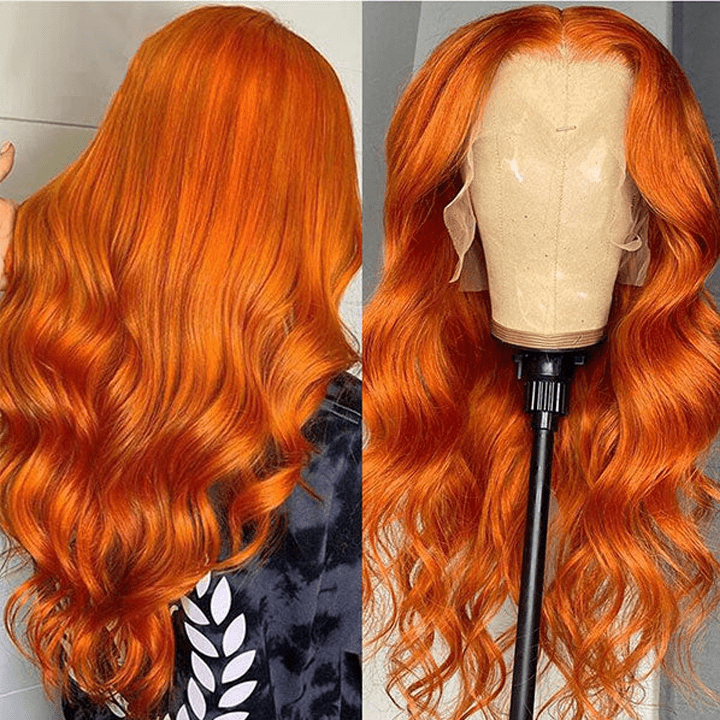 Orange Ginger Wig Body Wave 13x4 HD Lace Front Wigs Pre Plucked Natural Hairline Glueless Real Human Hair Wig - Geeta Hair - GeetaHair