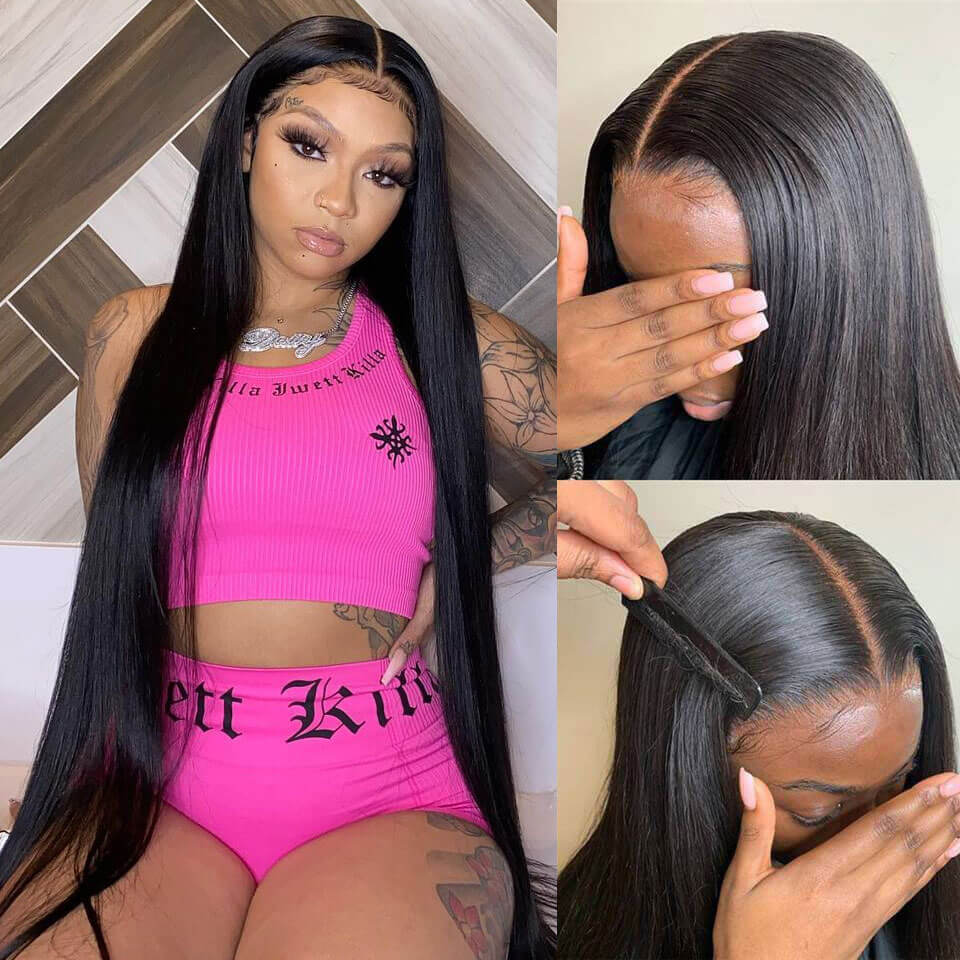 24 Hours Shipping Straight Hair Pre Cut 4x6 HD Lace Front Wig Pre Plucked Natural Hairline 100% Virgin Human Hair Wigs - GeetaHair