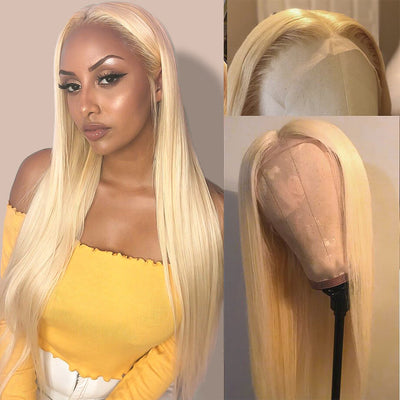 Straight Hair 613 Blonde Frontal Wig 13x4 HD Lace Front Human Hair Wigs Pre Plucked Hairline - Geeta Hair - GeetaHair