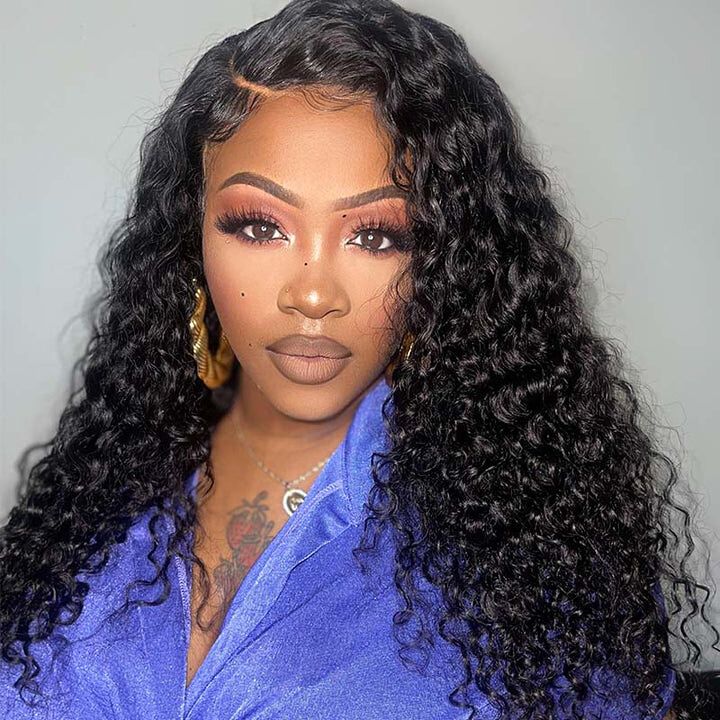 13x4 HD Transparent Lace Front Deep Wave Natural Black Human Hair Wig Pre Plucked Hairline With Baby Hair - Geeta Hair - GeetaHair